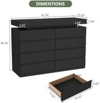 Gyfimoie 8 Drawer Dresser with Power Outlet, Modern Dresser with LED Light - Image 2
