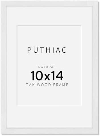 puthiac 10x14 Solid Oak Wood Picture Frame, White, 1 Pack by PUTHIAC