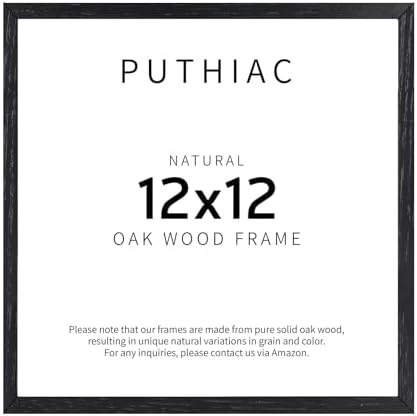 puthiac 12x12 Solid Oak Wood Picture Frame, Black, 1 Pack by PUTHIAC