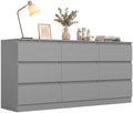 Spaco Grey Dresser for Bedroom,Modern Large 9 Drawer Dresser with Deep Drawer,Wide Storage Chest of Drawer,Wood Bedroom Storage Organizer Furniture,TV Stand for Living Room by SpacoHomeFuniture
