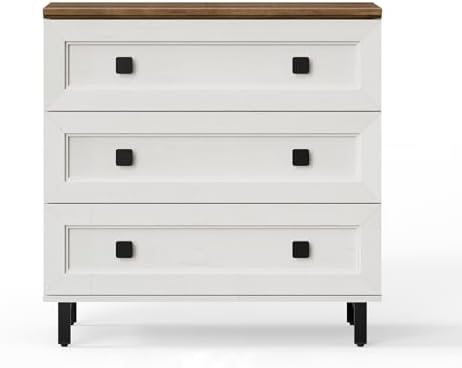 FENSULN Modern White Dresser for Bedroom with 3 Drawers,Chest of Drawers with Organizer Storage for Bed Room,Livingroom Hallway - Image 4
