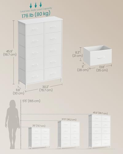 SONGMICS Dresser for Bedroom, Tall Dresser with 10 Fabric Drawers - Image 2