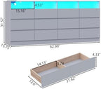 Gyfimoie 12-Compartment Divided Drawer Dresser w/Power Outlet, LED Light - Image 2