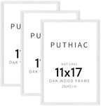puthiac 11x17 Solid Oak Wood Picture Frames, White, 3 Pack by PUTHIAC