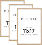 puthiac 11x17 Solid Oak Wood Picture Frames, Natural Oak, 3 Pack by PUTHIAC