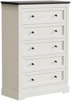 LOUVIXA Farmhouse Dresser 5 Drawer, Bedroom Chest of Drawers, Dressers with 5 Drawers, Wooden Dressers for Bedroom, Living Room, Tv Stand, Entryway(Off White-Brown) - Image 3