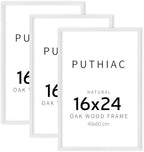 puthiac 16x24 Solid Oak Wood Picture Frames, White, 3 Pack by PUTHIAC