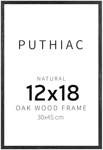 puthiac 12x18 Solid Oak Wood Picture Frame, Black, 1 Pack by PUTHIAC