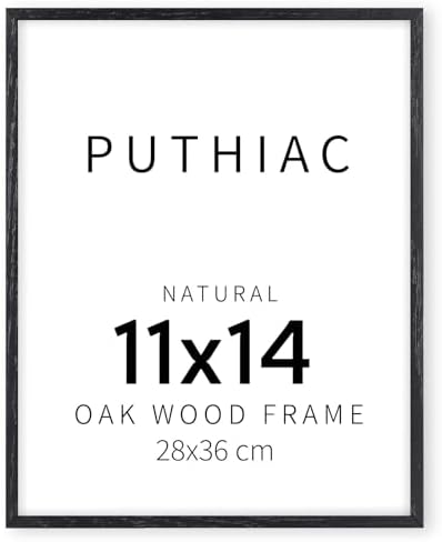 puthiac 11x14 Solid Oak Wood Picture Frame, Black, 1 Pack by PUTHIAC
