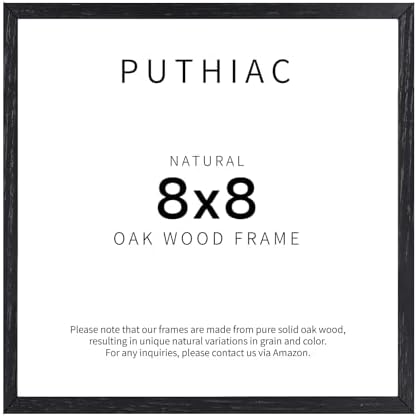 puthiac 8x8 Solid Oak Wood Picture Frame, Black, 1 Pack by PUTHIAC