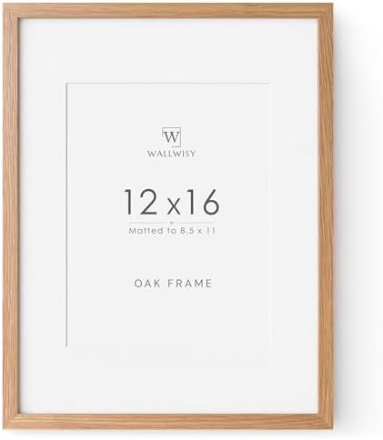 12x16 Picture Frame, Solid Oak Wood 12x16 Frames with Mat to 8.5x11 by TumblerHome