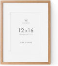 12x16 Picture Frame, Solid Oak Wood 12x16 Frames with Mat to 8.5x11 by TumblerHome