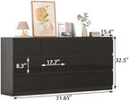 12 Drawers Dresser with Charging Station, Modern Large Dresser with 12 Handle Free Drawers, Wood Storage Chest of Drawers for Bedroom, Living Room, Entryway, Hallway, Black - Image 2