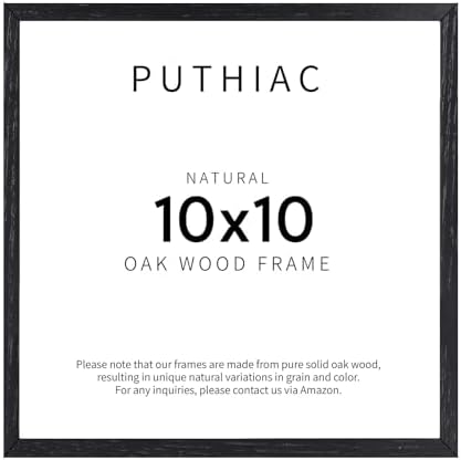 puthiac 10x10 Solid Oak Wood Picture Frame, Black, 1 Pack by PUTHIAC