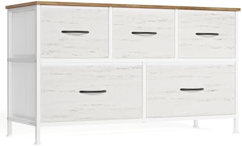 SONGMICS Dresser for Bedroom, Wide Dresser with 5 Fabric Drawers by SONGMICSbySONGMICSHOME