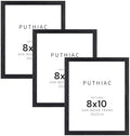 puthiac 8x10 Solid Oak Wood Picture Frames, Black, 3 Pack by PUTHIAC