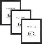 puthiac 8x10 Solid Oak Wood Picture Frames, Black, 3 Pack by PUTHIAC