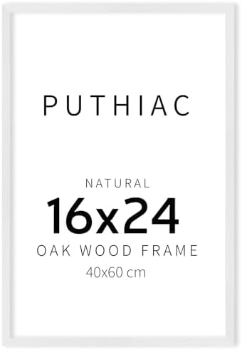 puthiac 16x24 Solid Oak Wood Picture Frame, White, 1 Pack by PUTHIAC