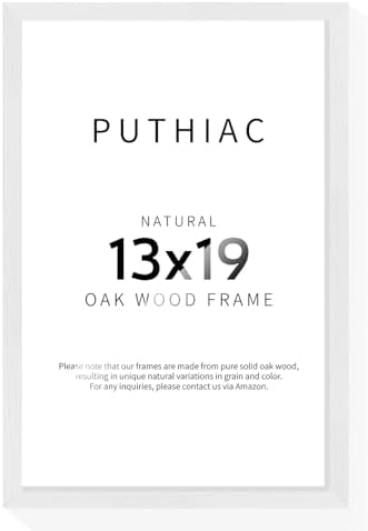 puthiac 13x19 Solid Oak Wood Picture Frame, White, 1 Pack by PUTHIAC