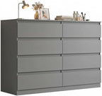 Grey Dresser for Bedroom,Modern Large 8 Drawer Dresser with Deep Drawer,Wide Storage Chest of Drawer,Wood Bedroom Storage Organizer Furniture,TV Stand for Living Room by CIPACHOHOMEFURNITURE