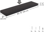 Ballucci Floating Shelf, 36" Wood Wall Shelf with Invisible Brackets for Bathroom, Living Room, Bedroom, Kitchen, Nursery, 8" Deep, Black - Image 3