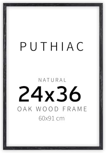 puthiac 24x36 Solid Oak Wood Picture Frame, Black, 1 Pack by PUTHIAC