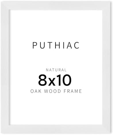 puthiac Picture Frame, White 8x10, Natural Solid Wood, 1 Pack by PUTHIAC