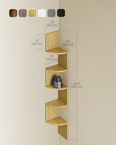 VASAGLE Corner Shelf Wall Mount, 5-Tier Floating Corner Bookshelf - Image 3