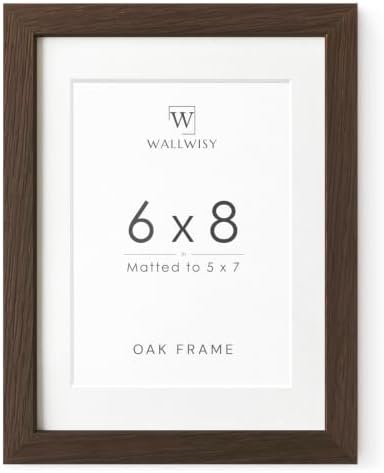 6x8 Picture Frame, Solid Oak Wood 6x8 Photo Frames with Mat to 5x7 by TumblerHome