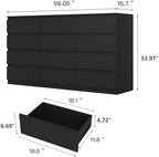 Black 12 Drawer Dresser for Bedroom,Modern Long Deep Drawer Dresser,Wood Storage Chest of Drawer, Bedroom Storage Organizer,No-Handle Design - Image 2