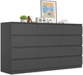 VERYKE Black 12 Drawer Dresser for Bedroom,Chest of Drawers with No-Handle Design for Closet,Modern Wood Dresser Bedroom Storage Furniture by VERYKE