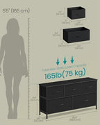 SONGMICS Dresser for Bedroom, Wide Dresser with 5 Fabric Drawers - Image 2