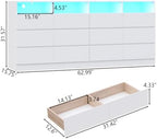 Gyfimoie 12-Compartment Divided Drawer Dresser w/Power Outlet, LED Light - Image 2