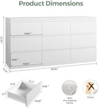 Jocoevol Modern 9 Drawer Dresser for Bedroom, Simply Chest of Drawers, Wood Storage Dresser with Deep Drawers for Living Room Hallway Entryway (White) - Image 2