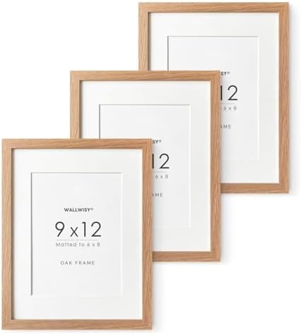 9x12 Wood Frame, Solid Oak 9x12 Picture Frame with Mat to 6x8 by TumblerHome
