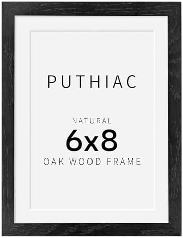 puthiac 6x8 Solid Oak Wood Picture Frame, Black, 1 Pack by PUTHIAC