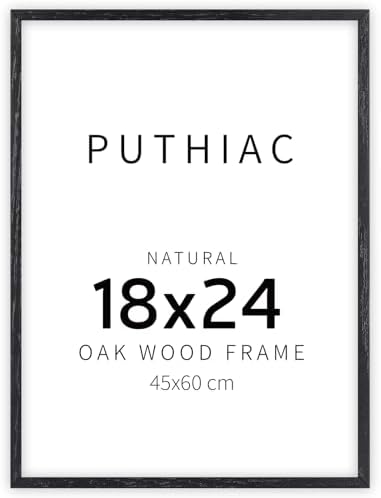 puthiac 18x24 Solid Oak Wood Picture Frame, Black, 1 Pack by PUTHIAC
