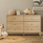 Chrangmay 6 Drawer Dresser,47.24" Wide Mid Century Chest of Drawers,Wooden Bedroom Drawer Dresser with 9 Storage Drawers for Bedroom,Living Room,with Anti-Tipping Device,Oak - Image 7