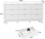 HUANLEGO Fluted Dresser for Bedroom with 9 Drawers, White - Image 3