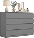 Spaco Grey Dresser for Bedroom,Modern Large 8 Drawer Dresser with Deep Drawer,Wide Storage Chest of Drawer,Wood Bedroom Storage Organizer Furniture,TV Stand for Living Room by SpacoHomeFuniture