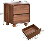 AVZEAR Set of 2 Modern 2 Drawer Dresser, 2 Drawer Nightstand Small Wooden Dresser Chest of Drawers, Handle Free & Curved Profile Design Sofa End Table for Living Room, Nursery, Walnut - Image 2