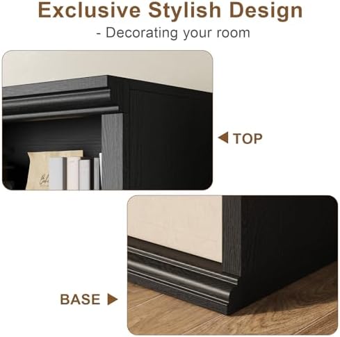 Rresyet Bookcase and Bookshelves, 28" W Tall Bookshelf, Black - Image 3