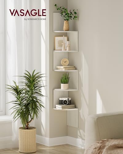 VASAGLE Corner Shelf Wall Mount, 5-Tier Floating Corner Bookshelf - Image 2