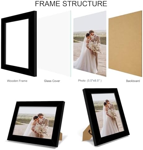 Hongkee 5.5 x 8.5 Diploma Frame Set of 4, Made of Real Glass and Black Frame, 5.5 by 8.5 Photo for Wall or Tabletop - Image 3