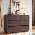 Standifurno Walnut 6 Drawer Dresser, Curved Chest of Drawers for Bedroom, 47 Inch Wide Dresser with Deep Drawers for Clothes, Modern Drawer Closet for Bedroom, Living Rooms, Offices, Entryways by StandifurnoFurniture