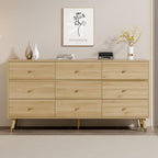 Chrangmay 9 Drawer Dresser,63" Wide Mid Century Modern Chest of Drawers,Wooden Bedroom Drawer Dresser with 9 Storage Drawers for Bedroom, Living Room,with Anti-Tipping Device,Natural by Chrangmay