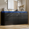 9 Drawer Dresser for Bedroom, 63" Long Black Chest of Drawers w/LED Lights by Gyfimoie