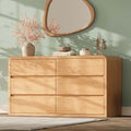 Modern 54" Wide 6 Drawers Dresser with Curved Profile Design,Oak by TROJMHome