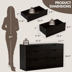 YESHOMY Dresser for Bedroom, 47.2" Modern Wood Chest with 6 Drawers - Image 2