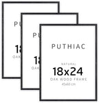 puthiac 18x24 Solid Oak Wood Picture Frames, Black, 3 Pack by PUTHIAC